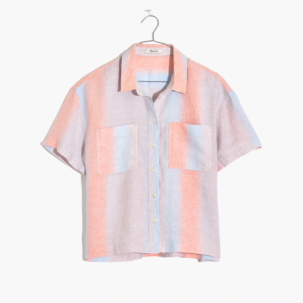 Madewell Linen Beachside Shirt in Ombré Stripe